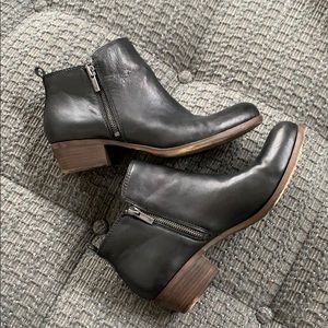 Lucky brand leather black booties